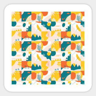 Abstract Collage Cheater Quilt Sticker